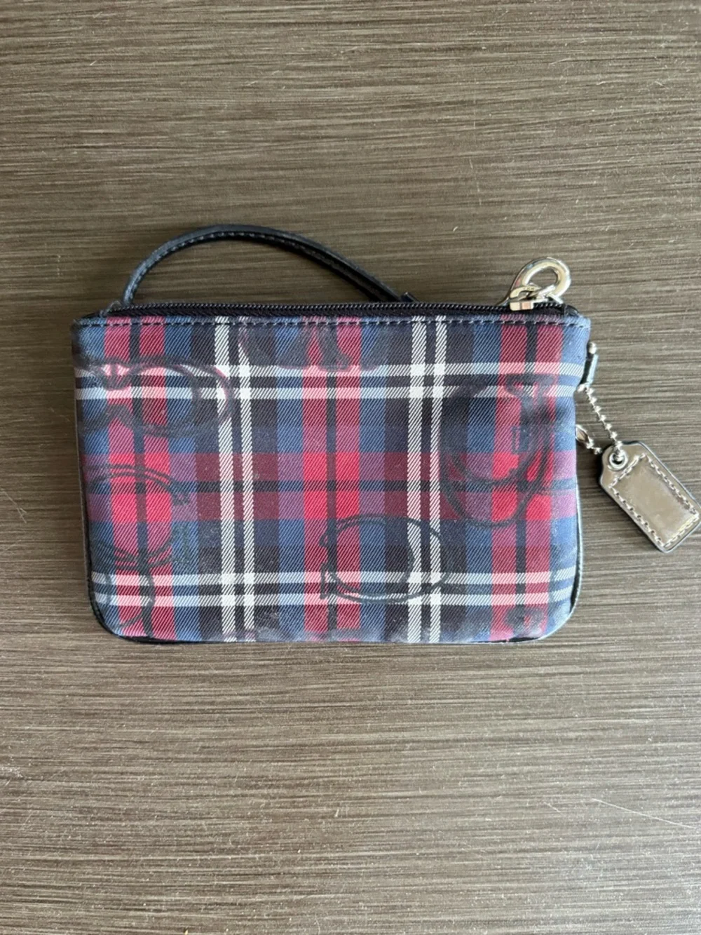 COACH Poppy Tartan 2pc - Glam Tote + Wristlet (Red/Blue)